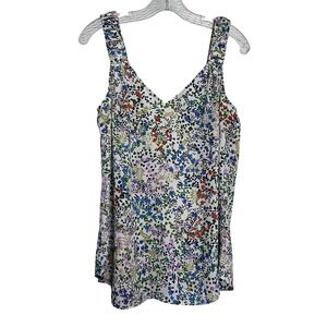 CAbi Sz S Rotation Tank Top Paradise Floral Pullover Colorful White 5917